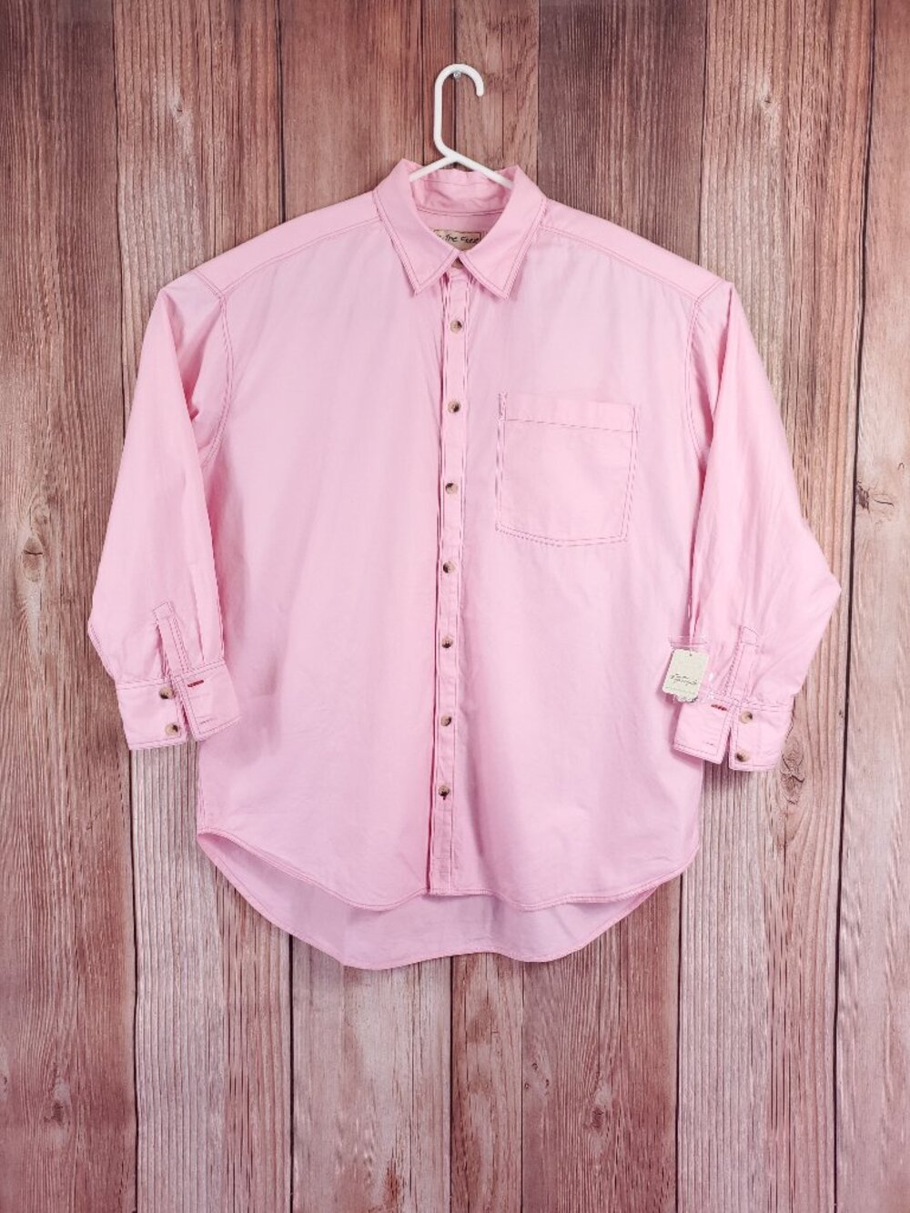 NWT Free People We The Free Freddie Shirt Medium Fairy Tale Pink Button Up Top